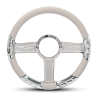 SS Logo Sport Billet Steering Wheel 13-1/2" Polished Spokes/White Grip