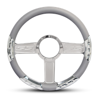 SS Logo Sport Billet Steering Wheel 13-1/2" Polished Spokes/Grey Grip
