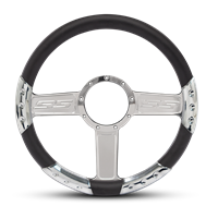 SS Logo Sport Billet Steering Wheel 13-1/2" Polished Spokes/Black Grip