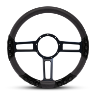 Launch Sport Billet Steering Wheel 13-1/2" Black Anodized Spokes/Black Grip