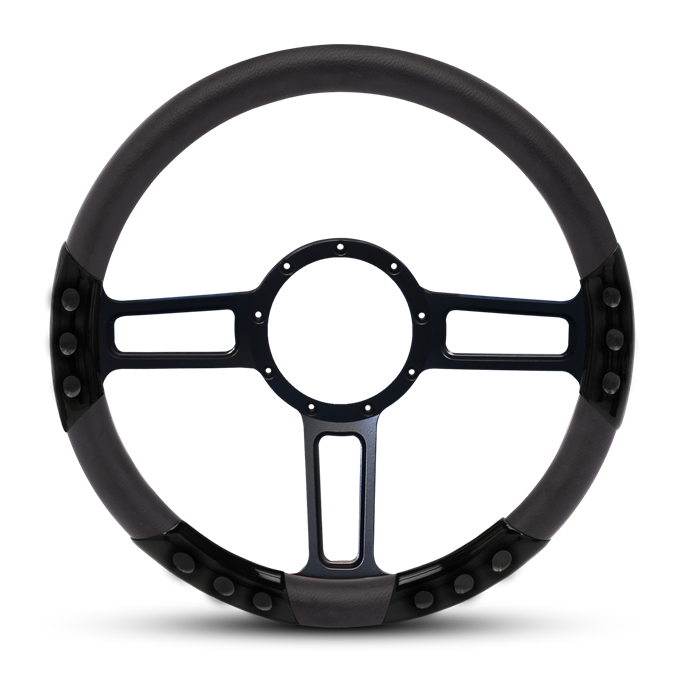 Launch Sport Billet Steering Wheel 13-1/2" Black Anodized Spokes/Black Grip
