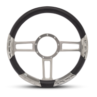 Launch Sport Billet Steering Wheel 13-1/2" Clear Anodized Spokes/Black Grip