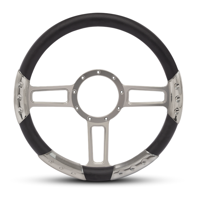 Launch Sport Billet Steering Wheel 13-1/2" Clear Coat Spokes/Black Grip