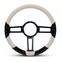 Launch Sport Billet Steering Wheel 13-1/2" Gloss Black Spokes/White Grip
