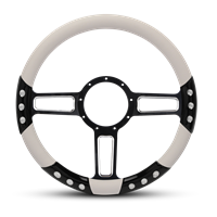 Launch Sport Billet Steering Wheel 13-1/2" Black Spokes with Machined Highlights/White Grip
