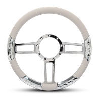 Launch Sport Billet Steering Wheel 13-1/2" Polished Spokes/White Grip