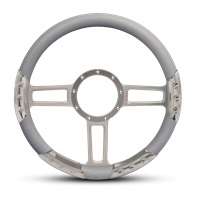 Launch Sport Billet Steering Wheel 13-1/2" Clear Anodized Spokes/Grey Grip