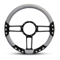 Launch Sport Billet Steering Wheel 13-1/2" Black Spokes with Machined Highlights/Grey Grip