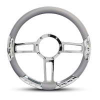 Launch Sport Billet Steering Wheel 13-1/2" Polished Spokes/Grey Grip
