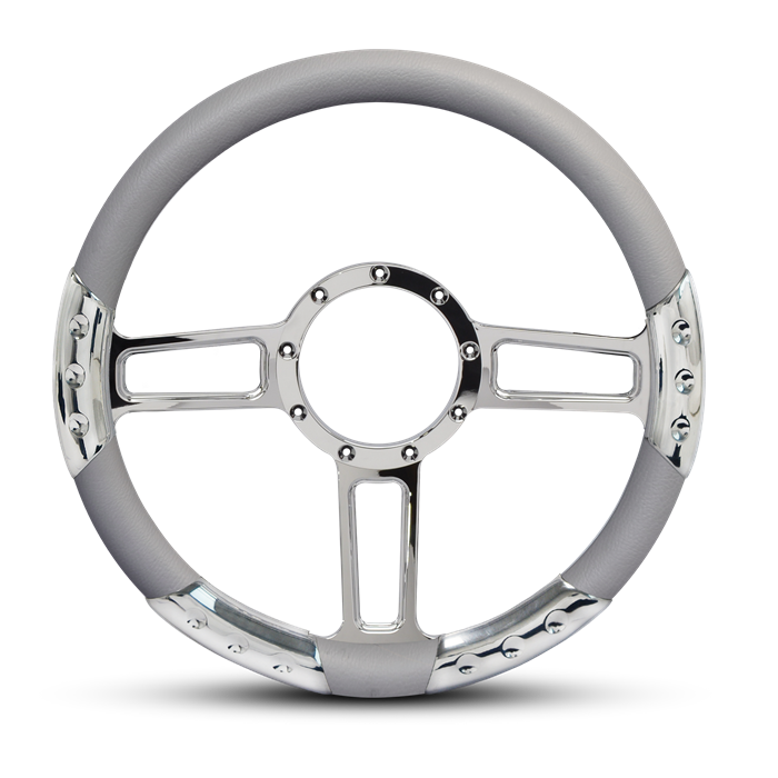 Launch Sport Billet Steering Wheel 13-1/2" Polished Spokes/Grey Grip