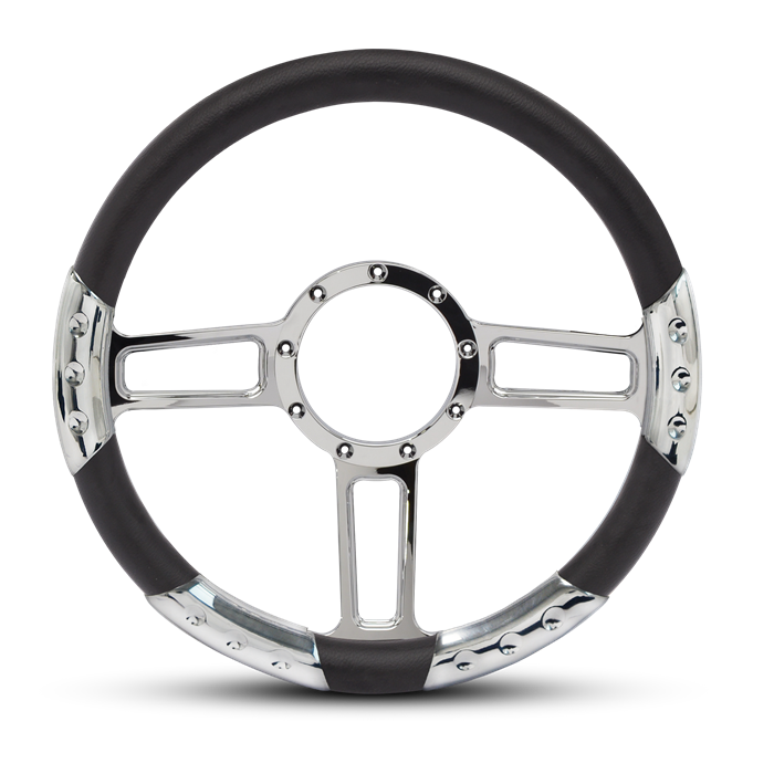 Launch Sport Billet Steering Wheel 13-1/2" Polished Spokes/Black Grip