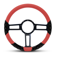 Launch Sport Billet Steering Wheel 13-1/2" Black Anodized Spokes/Red Grip