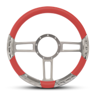 Launch Sport Billet Steering Wheel 13-1/2" Clear Anodized Spokes/Red Grip