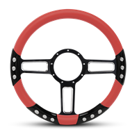 Launch Sport Billet Steering Wheel 13-1/2" Black Spokes with Machined Highlights/Red Grip