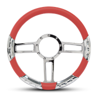 Launch Sport Billet Steering Wheel 13-1/2" Polished Spokes/Red Grip