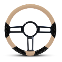 Launch Sport Billet Steering Wheel 13-1/2" Gloss Black Spokes/Tan Grip