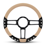 Launch Sport Billet Steering Wheel 13-1/2" Black Spokes with Machined Highlights/Tan Grip