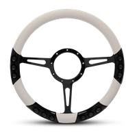 Classic Sport Billet Steering Wheel 13-1/2" Black Anodized Spokes/White Grip