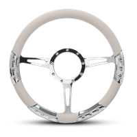 Classic Sport Billet Steering Wheel 13-1/2" Polished Spokes/White Grip