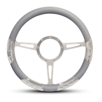 Classic Sport Billet Steering Wheel 13-1/2" Clear Anodized Spokes/Grey Grip