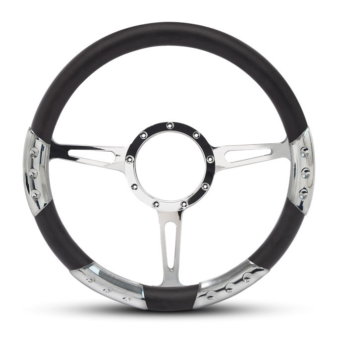 Classic Sport Billet Steering Wheel 13-1/2" Polished Spokes/Black Grip