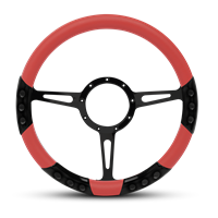 Classic Sport Billet Steering Wheel 13-1/2" Black Anodized Spokes/Red Grip