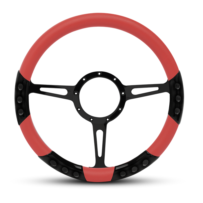 Classic Sport Billet Steering Wheel 13-1/2" Matte Black Spokes/Red Grip