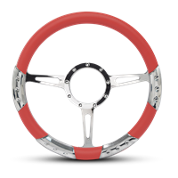 Classic Sport Billet Steering Wheel 13-1/2" Polished Spokes/Red Grip