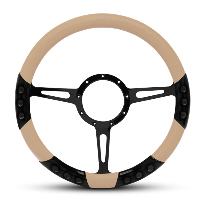 Classic Sport Billet Steering Wheel 13-1/2" Black Anodized Spokes/Tan Grip