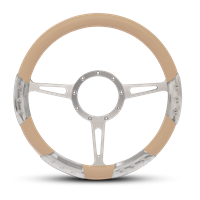 Classic Sport Billet Steering Wheel 13-1/2" Clear Anodized Spokes/Tan Grip