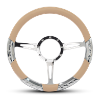 Classic Sport Billet Steering Wheel 13-1/2" Polished Spokes/Tan Grip