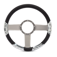 Linear Sport Billet Steering Wheel 13-1/2" Clear Anodized Spokes/Black Grip
