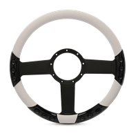 Linear Sport Billet Steering Wheel 13-1/2" Gloss Black Spokes/White Grip
