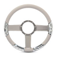 Linear Sport Billet Steering Wheel 13-1/2" Clear Anodized Spokes/White Grip