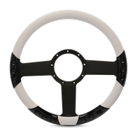 Linear Sport Billet Steering Wheel 13-1/2" Matte Black Spokes/White Grip