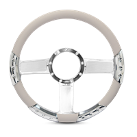 Linear Sport Billet Steering Wheel 13-1/2" Polished Spokes/White Grip