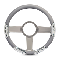 Linear Sport Billet Steering Wheel 13-1/2" Clear Anodized Spokes/Grey Grip