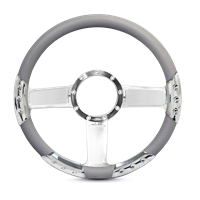 Linear Sport Billet Steering Wheel 13-1/2" Polished Spokes/Grey Grip