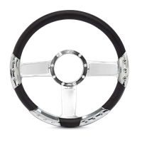 Linear Sport Billet Steering Wheel 13-1/2" Polished Spokes/Black Grip