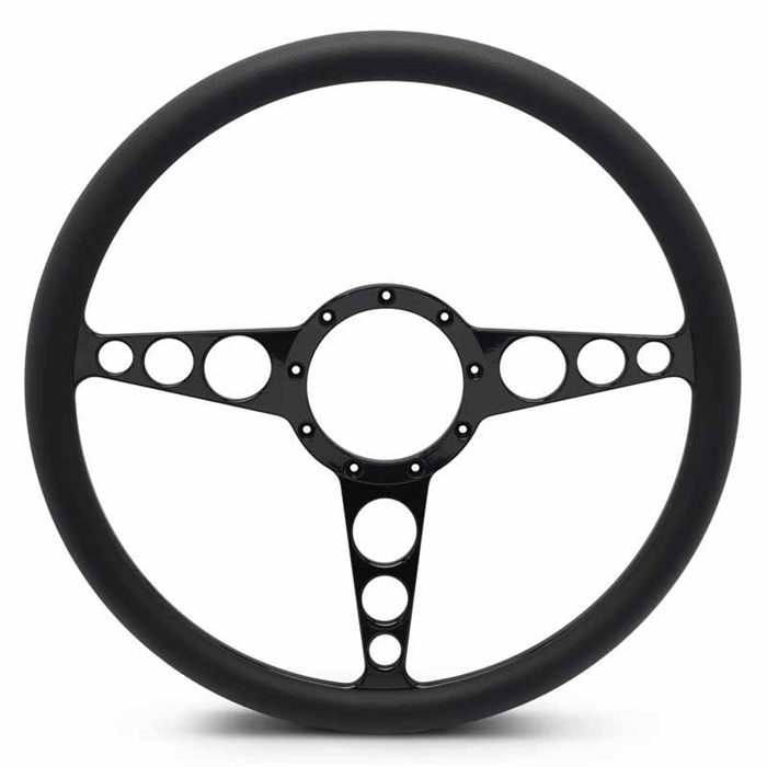Racer Billet Steering Wheel 15" Gloss Black Spokes/Black Grip