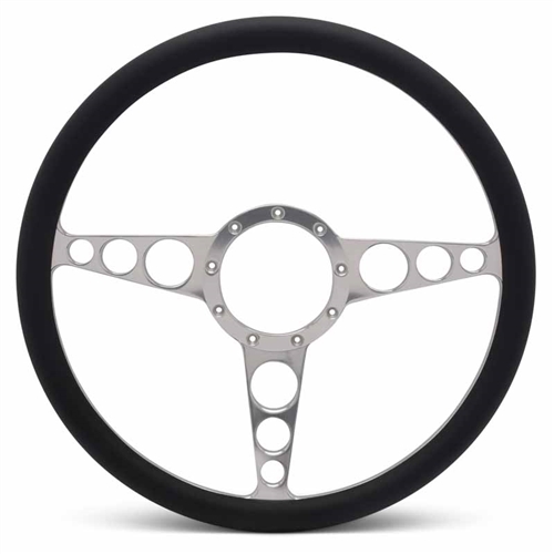 Racer Billet Steering Wheel 15" Clear Anodized Spokes/Black Grip