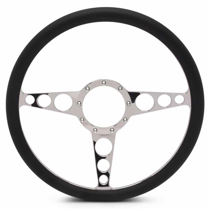 Racer Billet Steering Wheel 15" Clear Coat Spokes/Black Grip