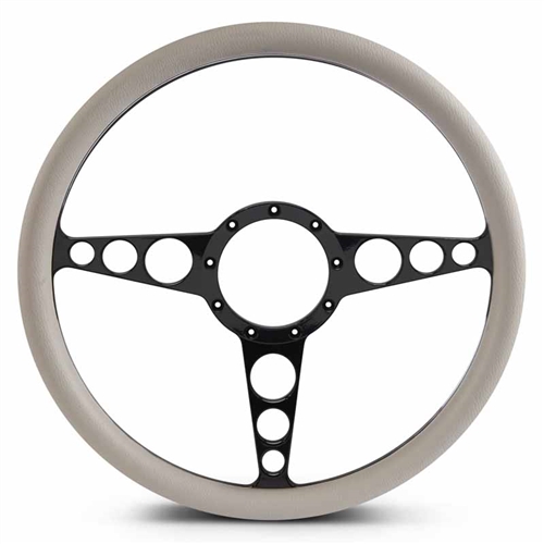 Racer Billet Steering Wheel 15" Gloss Black Spokes/Grey Grip