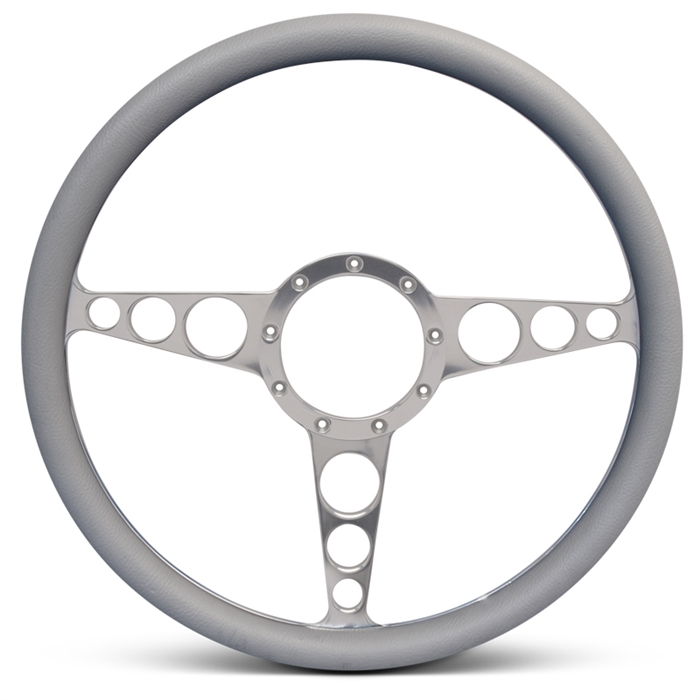 Racer Billet Steering Wheel 15" Clear Anodized Spokes/Grey Grip