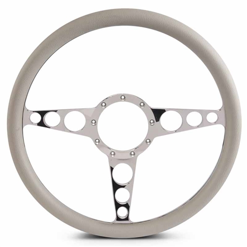 Racer Billet Steering Wheel 15" Clear Coat Spokes/Grey Grip