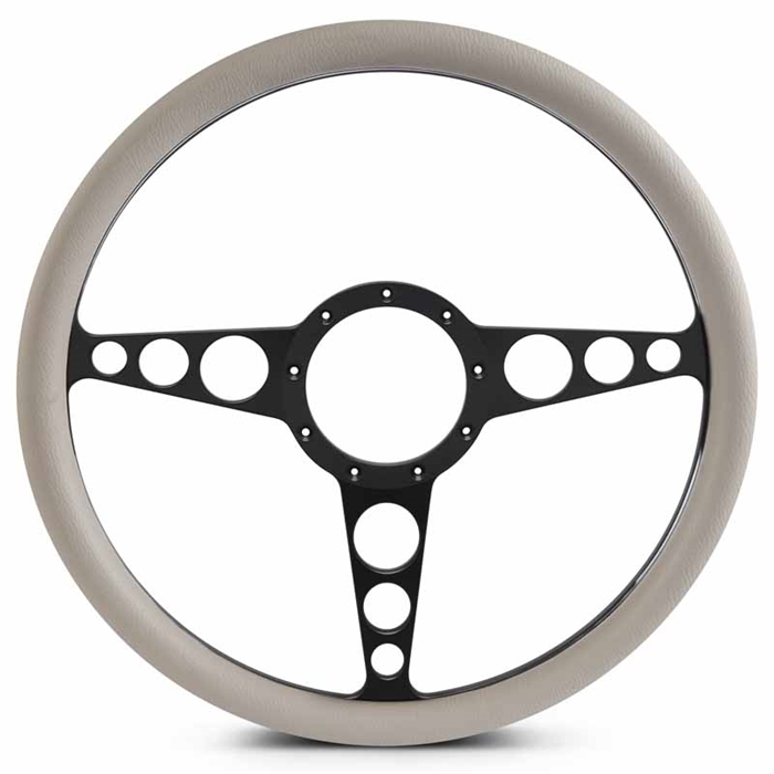 Racer Billet Steering Wheel 15" Matte Black Spokes/Grey Grip