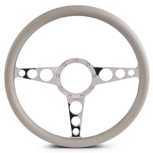 Racer Billet Steering Wheel 15" Polished Spokes/Grey Grip