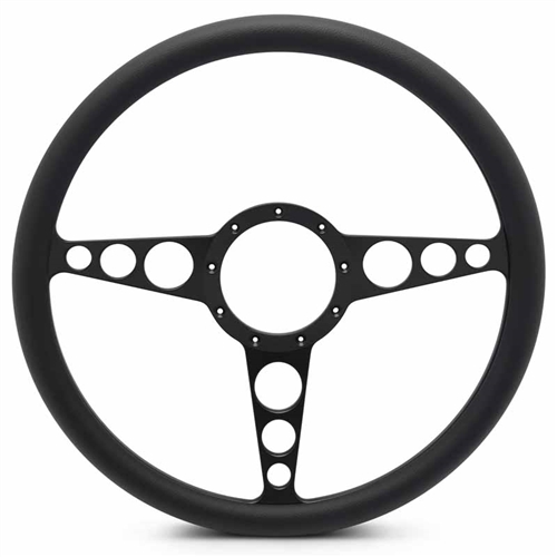 Racer Billet Steering Wheel 15" Matte Black Spokes/Black Grip