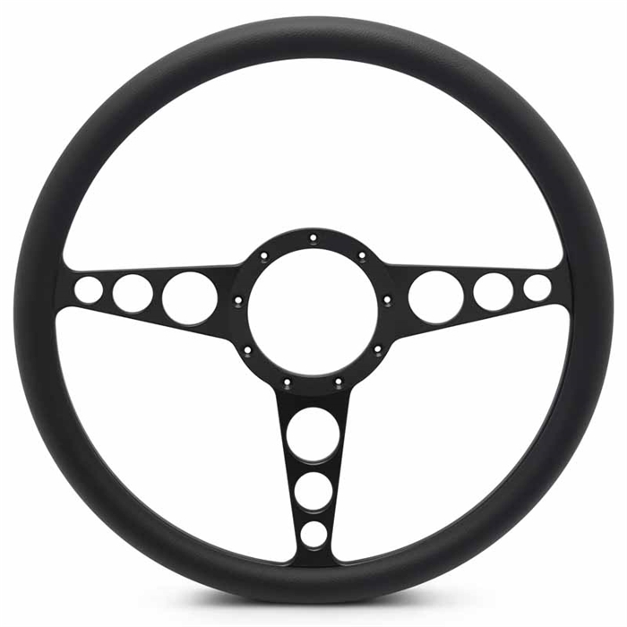 Racer Billet Steering Wheel 15" Matte Black Spokes/Black Grip