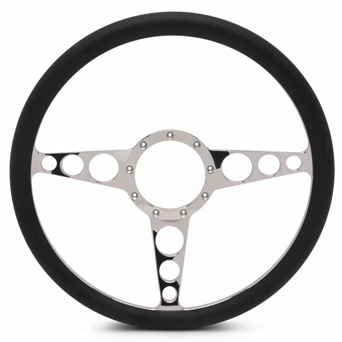 Racer Billet Steering Wheel 15" Polished Spokes/Black Grip